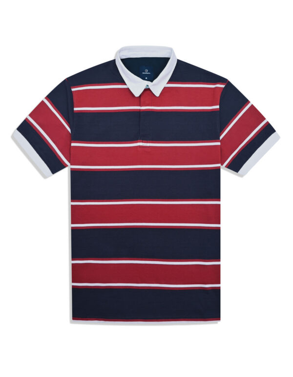 Navy Stripe Jersey Rugby Polo